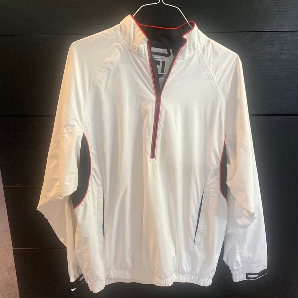 Men’s White Long Sleeve Footjoy Half-Zip Rain Jacket - L